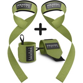 Breaking Limits Lifting Straps & Wrist Wraps for Strength Training, Weightlifting, Bodybuilding, Fitness, Powerlifting - Lifting Straps & Wrist Wraps