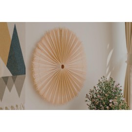 ChumDecor Fan Wall Decor,Japanese Wall Fan Decor,Large Bamboo Fan Wall Art For Boho Hanging Headboard,Decorative Folding Fan For Over Bed Decorations,Large Wall Dcor (20 inch Round, Ivory)