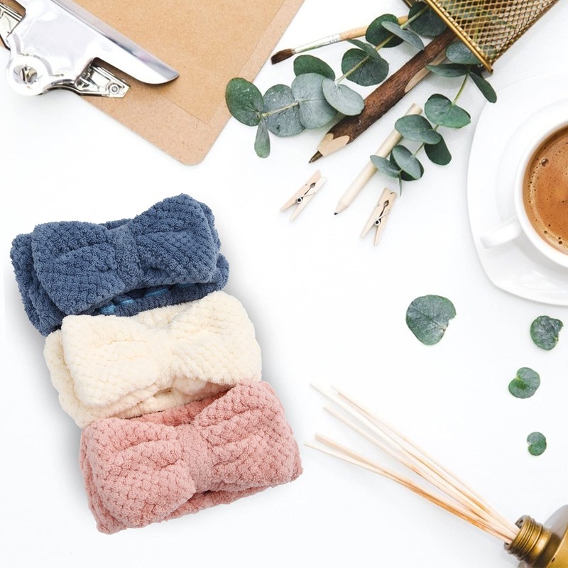 DOOBO 3 Pack Spa Headbands Microfiber Bowtie Headbands for Women