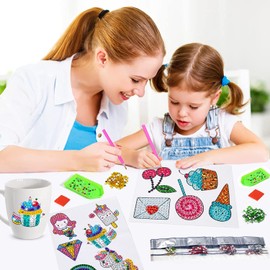 Junrife Diamond Painting Sticker Kit for Kids Sparkle Gem Stickers for Girls and Boys 5D DIY Art Gemstone Painting Kit - Best Gift Idea for Girls 4,5,6,7,8,9,10-12,6-8 Years Old Girls