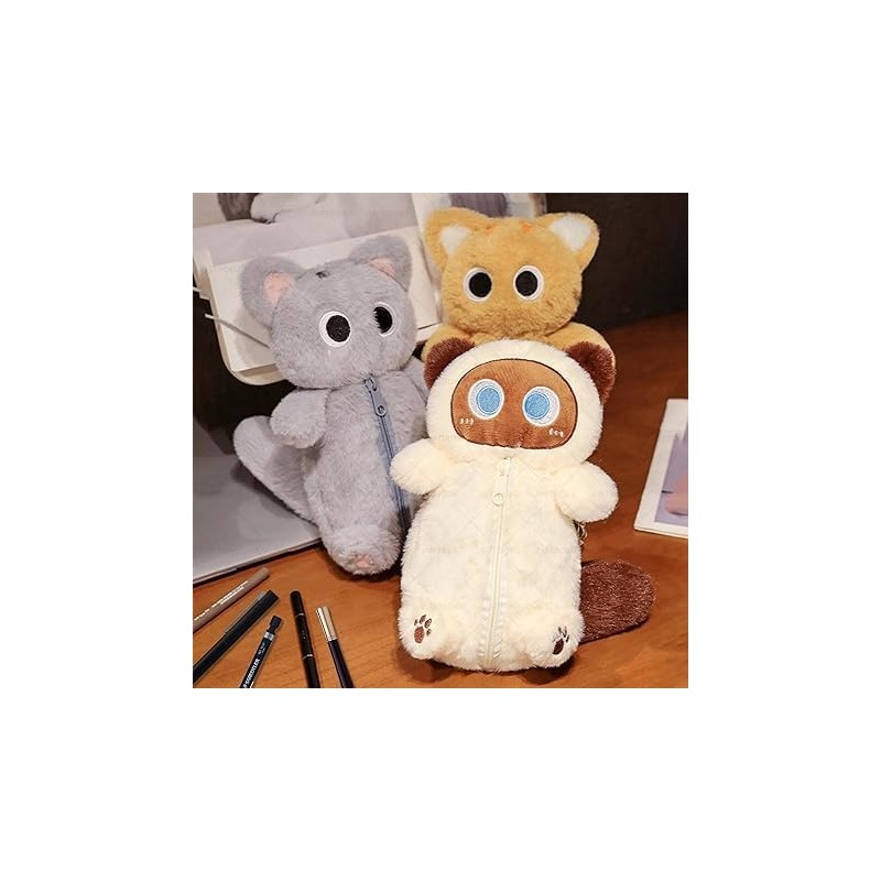 UOPR Pen Case, Cat Pencil Case, Plush Cat, Pen Pouch,