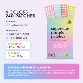 LivaClean 240 CT Cute Pimple Patches for Face w/Salicylic Acid & Tea Tree, Hydrocolloid Acne Patches Cute Flower Pimple Patches for Healing, Cute Face Stickers, Zit Patch
