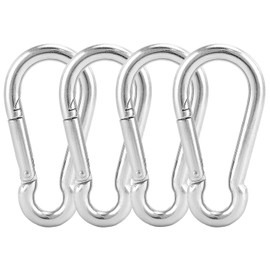 QWORK® 4 Pack M10 Carabiner Hooks - 304 Stainless Steel - Heavy Duty 300kg/660lbs Load Capacity Snap Hooks Carabiner Clips for Camping Hammock Punching Bags Swing Chairs Gym Equipment
