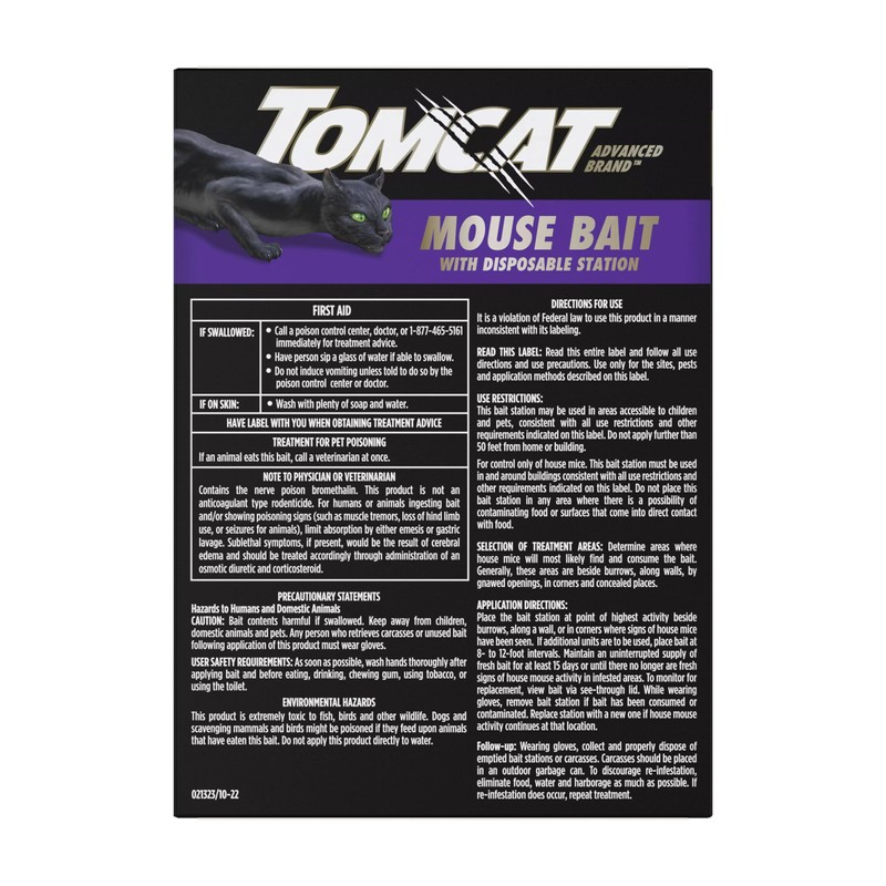 Tomcat Advanced Brand Mouse Bait with Disposable Station, Indoor and
