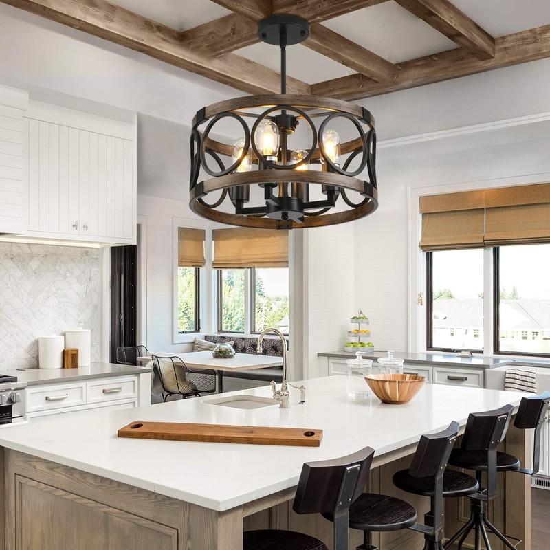 SHIANDAR Light Fixture Ceiling Mount Kitchen 4 Light Semi Flush