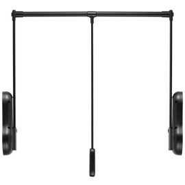 YJINGRUI Pull Down Closet Rod, 120° Pull-down Wardrobe Hanger with Lift Damping System, Adjustable 25.6-33.4 inch Clothing Rack, 66 lb Load Capacity, for Cloakroom/Bedroom/Balcony (25.6"-33.4")