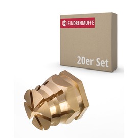 Gedotec Screw-in nut M4 with internal thread, pack of 20, threaded insert for drill hole diameter 5 mm, Presto, sleeve nut, solid brass, length: 8 mm, threaded sleeve, attachment for wood furniture