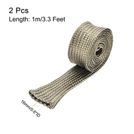 MECCANIXITY 2 Pcs Heat Shield Sleeve, 5/8" ID 3.3 Feet Heat Sleeve Automotive Wire Heat Shield Fuel Line Heat Shield Sleeve Heat Sleeve Heat Wrap 800 Degree for Wires, Titanium Color