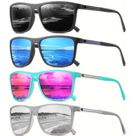 4PACK Polarized Sunglasses for Men Classic Lightweight Driving Fishing Golf Sun Glasses UV Protection Goggles