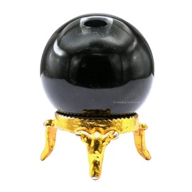 Black Obsidian Crystal Ball with Stand - 1.5" Inches Crystal Sphere Meditation Balls for Witchcraft and Decorative Balls
