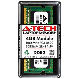 A-Tech 4GB DDR3 1066MHz PC3-8500 Laptop RAM SODIMM Module | 2Rx8 1.5V Non-ECC Unbuffered 204-Pin Memory Upgrade Stick