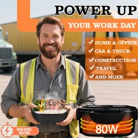 CDBEEE Electric Lunch Box Food Heater| 80W Rapid Heating 3-in-1 (Car 12V/24V & Home 110V) | 1.5L Portable Food Warmer Leak-Proof 304 Stainless Steel | Perfect for Work, Travel, On-the-GO | Ideal Gift