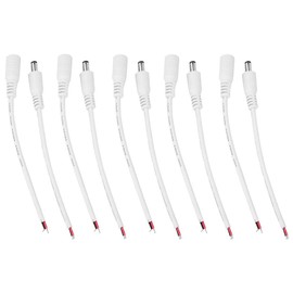 5 Pairs 5.5 x 2.1 mm Male Socket DC Power Plug Jack Connector Cable Wire Black & White Jack Connector (White)