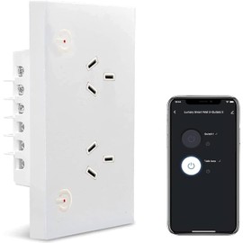 Zauzau Matter Smart Wall Socket, 118mm Wall Plug, 16A Plug Work with Apple Homekit, Siri, Alexa, Google Home,Smart Socket, Smart Home Automation, Remote Control, Timer, 2.4G Wi-Fi Only (1 Pack)