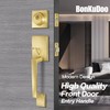 BonKuDoo Entry Front Door Handle, Satin Brass Square Front Door