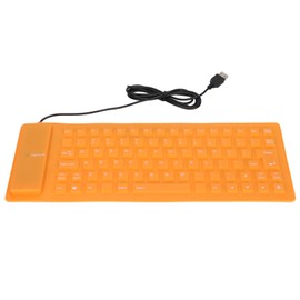 Silicone Keyboard Fully Sealed Design Lightweight Portable Silent Soft Comfortable USB Wired Silicone Keyboard for PCOrange