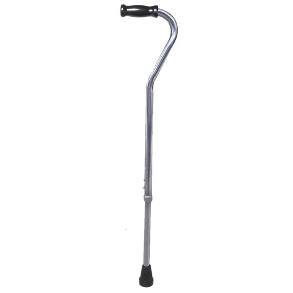 Days Standard Bariatric Offset Cane with Tall Height Adjustment, Bariatric Cane with Rubber Tip, Heavy Duty Walking Cane for Weight Bearing, Mobility Aid for Elderly, Silver with Black Handle