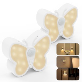 Fuligent Motion Sensor LED Night Lights 2-Pack,Rechargeable Battery Operated Nightlight,Adjustable Brightness,Indoor Motion Activated Night light for Kid, Bathroom, Hallway, Stairs, Bedroom, Christmas