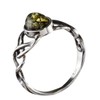 Sterling Silver and Baltic Green Amber Ring Celtic Knots Size: