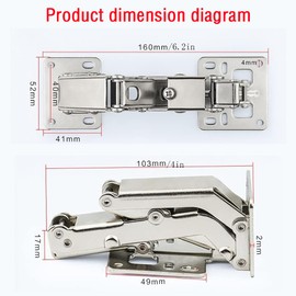 2 Pieces 170 Degree Hinges Frameless Cabinet Door Hinges Hidden Hydraulic Adjustable Mounting Hinges Soft Closing Stainless Steel Buffer Damping Wardrobe (Full Coverage)