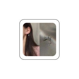 Wendalern Cross Earrings Sterling Silver CZ Cross Earrings Tiny Cubic Zirconia Cross Stud Earrings Asymmetrical Cross Earrings Jewellery for Women and Girls, Alloy Steel Sterling Silver