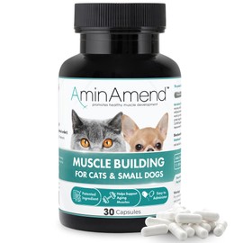 AminAmend Muscle Support Pet Supplement for Small Dogs & Cats with CaHMB & Vitamin D3 – All Ages & Senior Dog Supplements for Muscle Strength, Mobility & Daily Activity – (30 Capsules)
