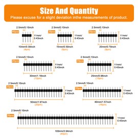 180 Pack Single Row 4/6/8/10/12/16/20/40 Pin 2.54 mm Male Pin Header Connector, Breakaway PCB Board, Straight Pin Header Straight Connectors for PCB Board Printed Circuit Board