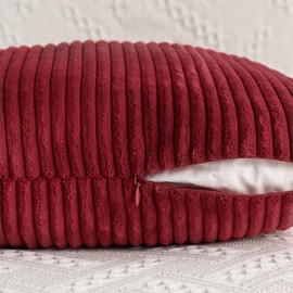 MIULEE Corduroy Soft Soild Christmas Decorative Square Throw Pillow Cover Cushion Cases Pillow Cases for Couch Sofa Bedroom Car 12 x 20 Inch 30 x 50cm Burgundy