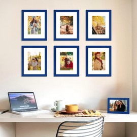 decorUhome 8x10 Picture Frame, Display Photos 5x7 with Mat or 8x10 Unmatted, Engineered Wood Frame with Plexiglass for Wall and Tabletop Display, Royal Blue, Set of 1