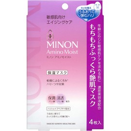 Minon Amino Moist Fluffy Glossy Skin Mask, Face Mask, 0.8 fl oz (24 ml) x 4 Sheets