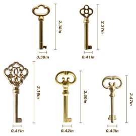VIDABTE 5-Key Skeleton Key Set,Universal Replacement Skeleton Keys Kit for Antique Dresser, Chinese Cabinet, Antique Furniture and Old Style Cabinets or Doors (5 pcs)