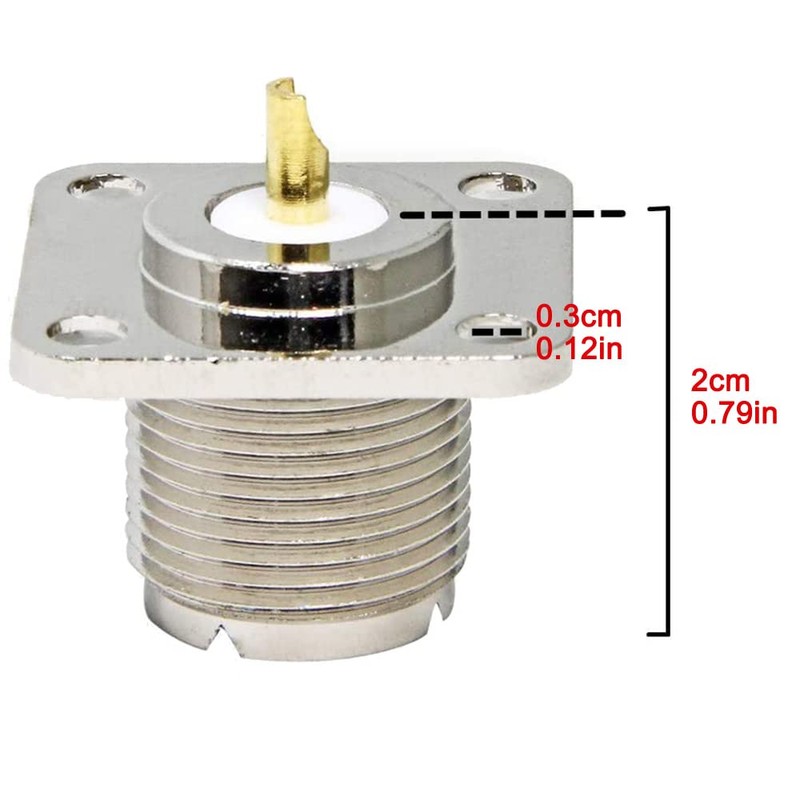 Greluma UHF Panel Mount, Socket SO239 Chassis Mounting 4-Hole Jack