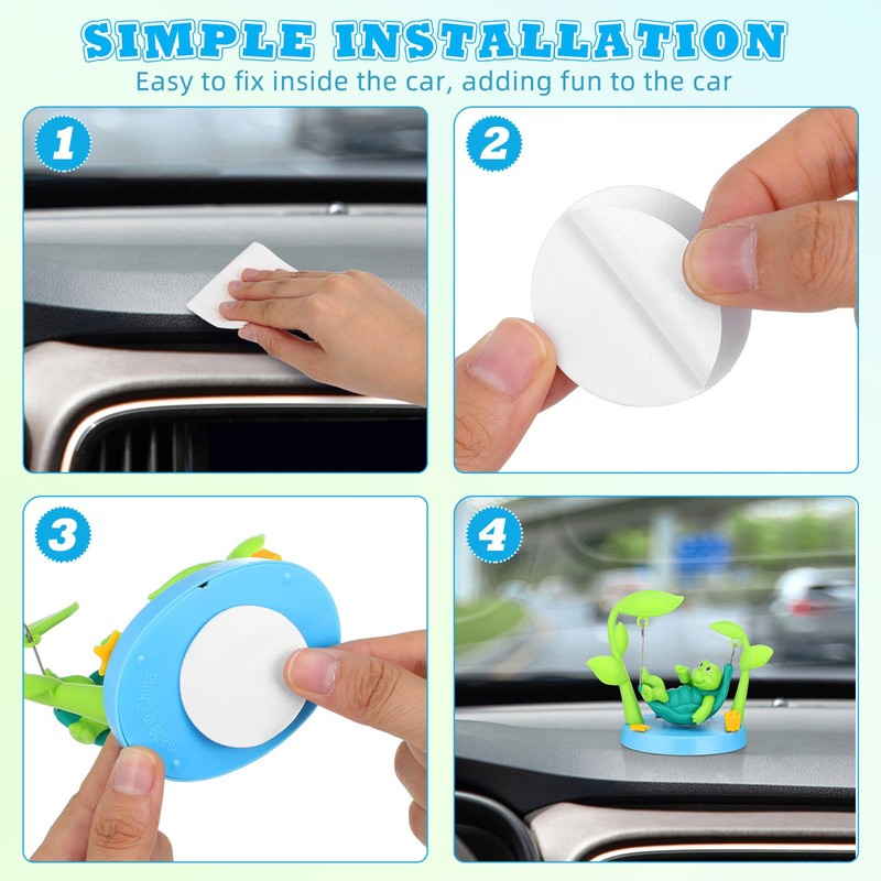 NUOBESTY Solar Powered Swinging Turtle, Plastic Dashboard Ornament Cute Cartoon
