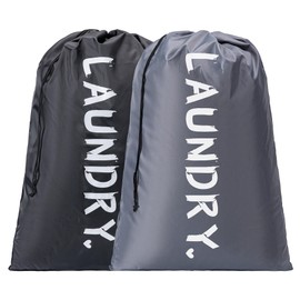 2 Pack XL Travel Laundry Bag, Machine Washable Dirty Clothes Organizer with Drawstring,Large Enough to Hold 4 Loads of Laundry, Easy Fit a Laundry Hamper or Basket Travel Essentials 24" x 36"