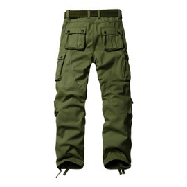 GSGGIG Men's Fleece Lined Hiking Pants, Winter Camo Cargo Pants Army Casual Work Ski Pants for Men with 8 Pockets No Belt 3358 Army Green 30
