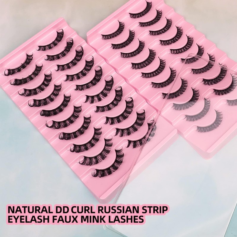 10 Pairs of 3D False Eyelashes, Reusable False Eyelashes, D