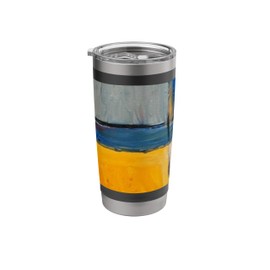 Yellow Gray and Beige Pastel Colors Abstract Art Painting Stainless Steel Insulated Tumbler