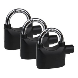 HMF 3503-02 - 3 x Padlock Alarm Function 110dB 9.8 x 7.1 x 3.35 cm Black