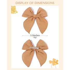 5.5 Inch 20PCS Baby Girls Fable Hair Bows Clips Cotton Linen Alligator Hair Clips Large Neutral Handmade Hair Accessories Bows for Girls Toddlers Kids by doboi