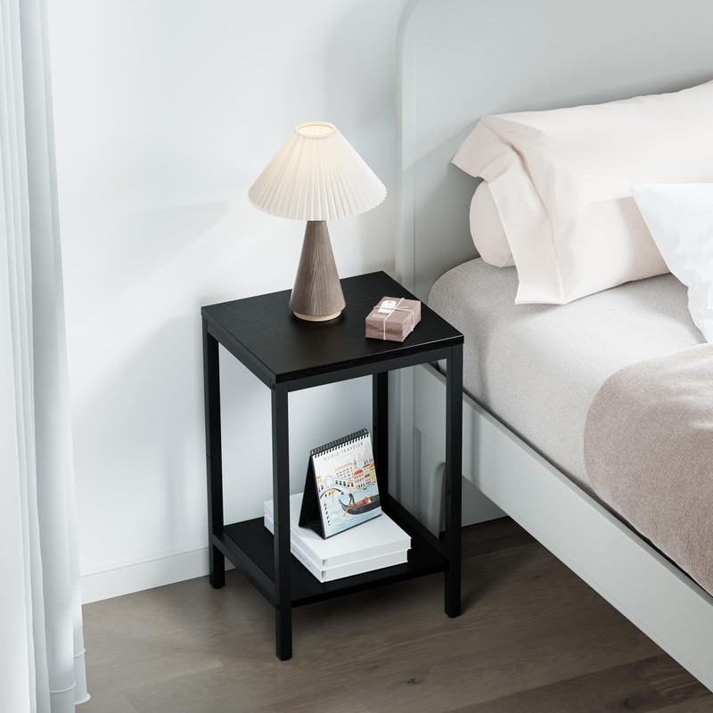 SAYGOER Black End Tables 13.3''D Small Side Table with Storage