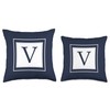 Monogram Letter V Alphabet V Initial Navy Blue Throw Pillow