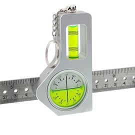 Metal high-precision level, small bar type angle sensor, level bubble rectangular with 30cm ruler with positioning hole (Silver green)