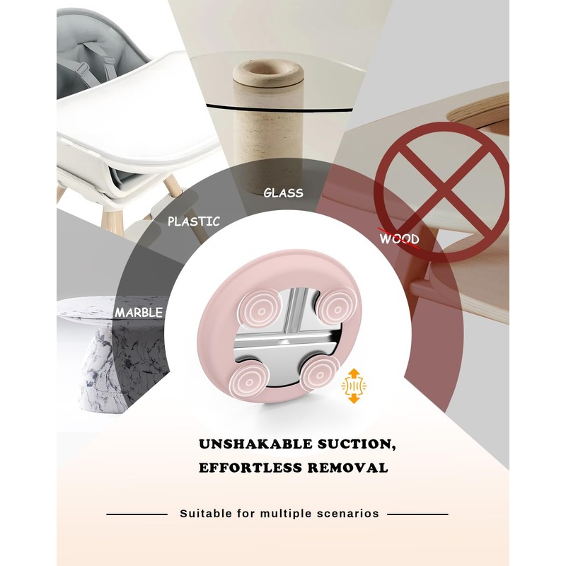 Bakpoco Stainless Steel Suction Plates for Toddlers, 9" Divided Kids