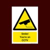 Smile! You're on CCTV Plastic Sign with 4 Pre-Drilled Holes