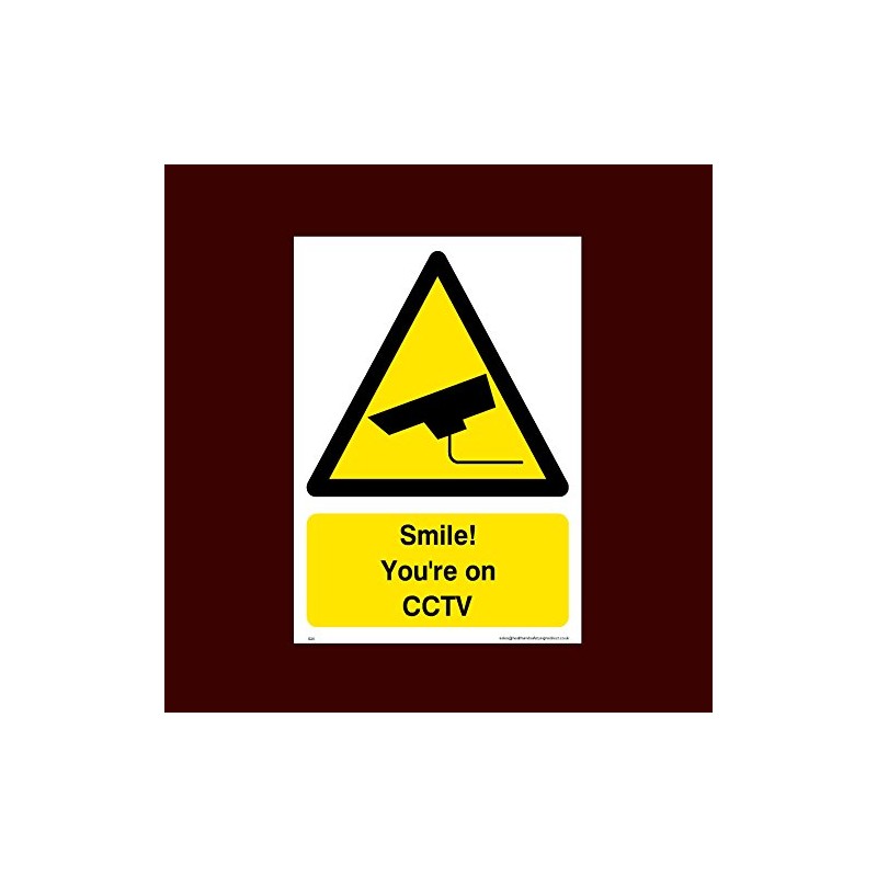 Smile! You're on CCTV Plastic Sign with 4 Pre-Drilled Holes