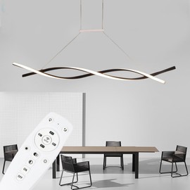 Jiabailie Modern Chandelier,47.24in Dimmable LED Pendant Light w/Remote Control,Aluminium Waving Linear Chandeliers Adjustable Hanging Chandeliers for Dining Room Living Room 3000K-6000K