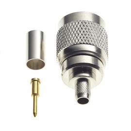 N Male Crimp Type RG59U - N-Type Plug for RG8X RG-8X LMR240, RF Coaxial Adapter Plug Nickel-Plated with Gold Pins Machined Brass Construction - Pack of 2