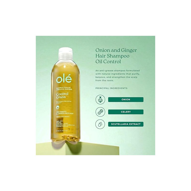 OLÉ Shampoo Onion, Ginger Celery, Shampoo Cebolla, Jengibre, Apio, for