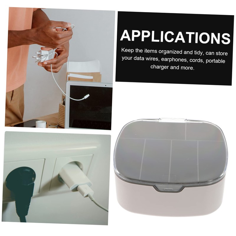 TEHAUX Cable Storage Box with Lid Dustproof Organizer for Power
