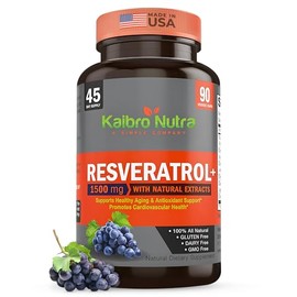 Simple-Organics Resveratrol 1500 mg con Extractos Naturales - Antioxidante - Cardiovascular - Energía - Hecho en USA